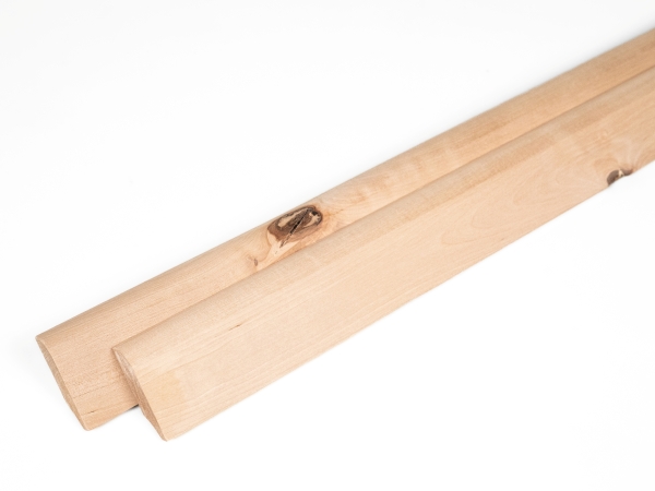 Plinthes Bouleau Rustique 24x60 mm huile cire dure blanc naturel 2m avec rayon 20mm NON rebouchés