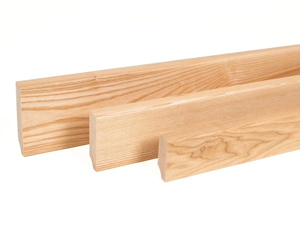 Solid Skirting Board Ash A/B 24x60 mm 2m with radius 5mm Matte lacquered