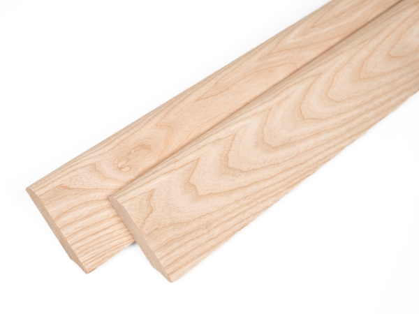 Solid Skirting Board Ash A/B 24x80 mm Hard Wax Oil Natural White 2m with radius 20mm