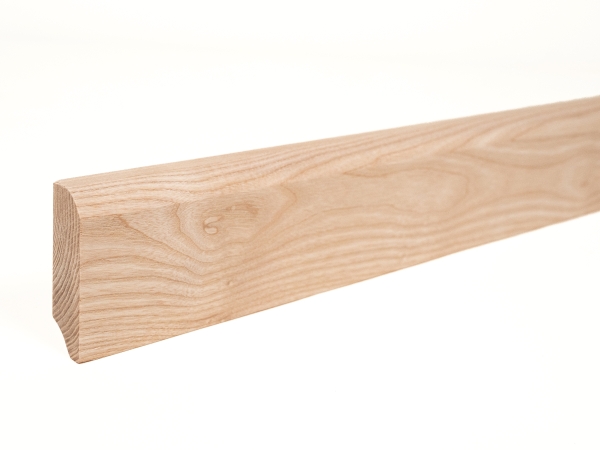 Solid Skirting Board Ash A/B 24x80 mm Hard Wax Oil Natural White 2m with radius 20mm