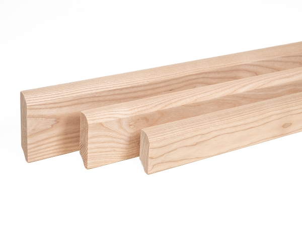 Solid Skirting Board Ash A/B 24x80 mm Hard Wax Oil Natural White 2m with radius 20mm