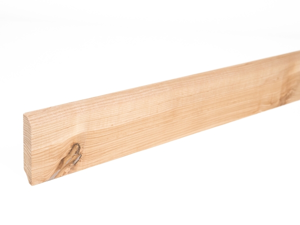 Solid Skirting Board Ash Rustic 24x100 mm Hard Wax Oil Natural White 2m with radius 20mm brown filled
