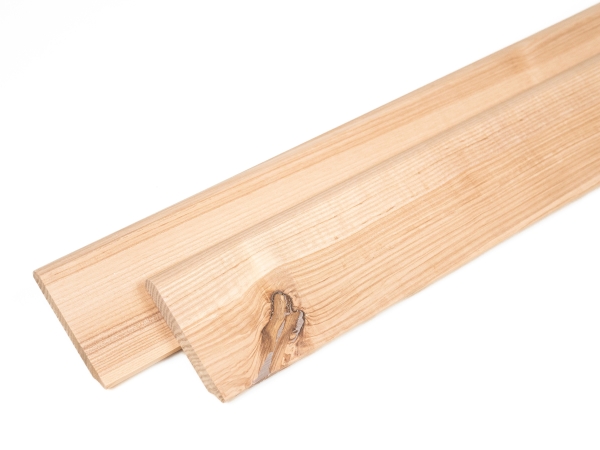 Solid Skirting Board Ash Rustic 24x100 mm Hard Wax Oil Natural White 2m with radius 20mm brown filled