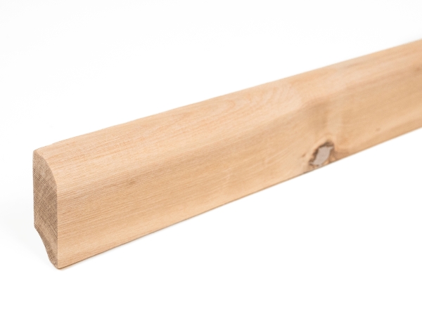 Solid Skirting Board Ash Rustic 24x60 mm Hard Wax Oil Natural White 2m with radius 20mm brown filled