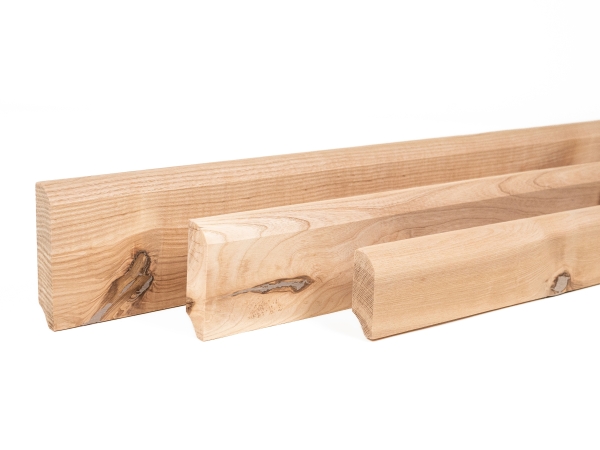 Solid Skirting Board Ash Rustic 24x60 mm Hard Wax Oil Natural White 2m with radius 20mm brown filled