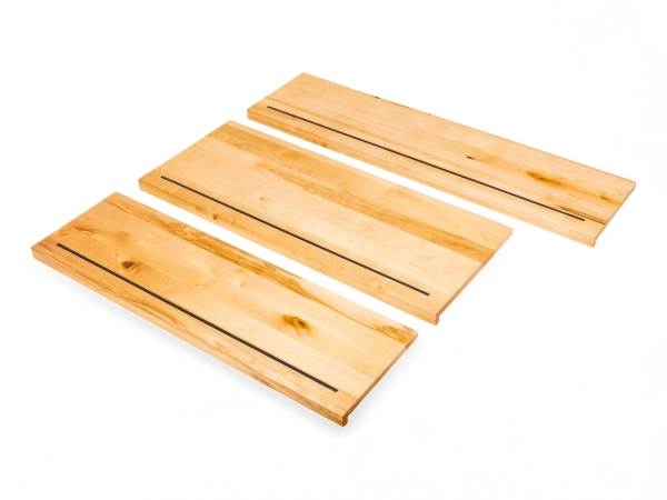 Stair tread Solid Birch Hardwood 20 mm, nature oiled with rubber lip