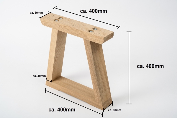 Solid Hardwood Oak Premium set of table legs untreated : trapece small