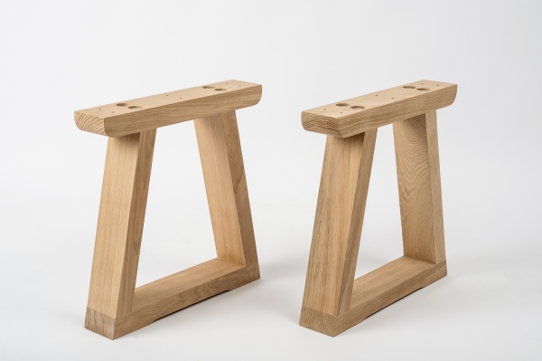 Solid Hardwood Oak Premium set of table legs untreated : trapece small