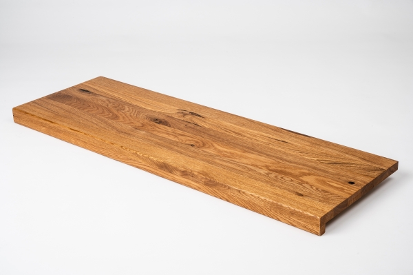 Stair Tread Window Sill Shelf Oak Rustic 26 mm, full stave lamella DL, natural oiled, 26x290x900 mm, overhang 26 mm