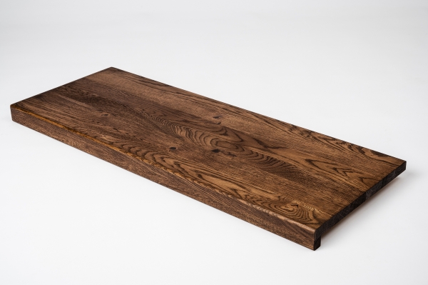 Window sill Solid Oak with overhang, 20 mm, Rustic grade, walnut oiled