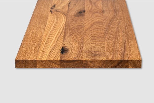 Wall shelf Solid wild Oak Hardwood  with overhang, 20 mm, Rustic grade, natural oiled