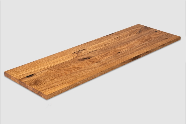 Wall shelf Solid wild Oak Hardwood  with overhang, 20 mm, Rustic grade, natural oiled