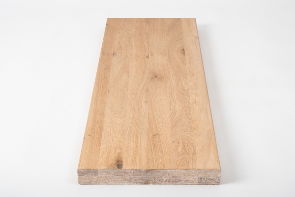 Stair tread Solid Oak Hardwood , Rustic grade, 40 mm, white oiled
