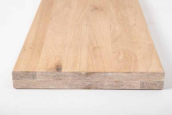 Stair tread Solid Oak Hardwood , Rustic grade, 40 mm, white oiled