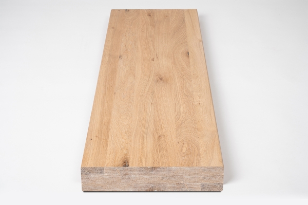 Stair tread Solid Oak Hardwood , Rustic grade, 60 mm, white oiled