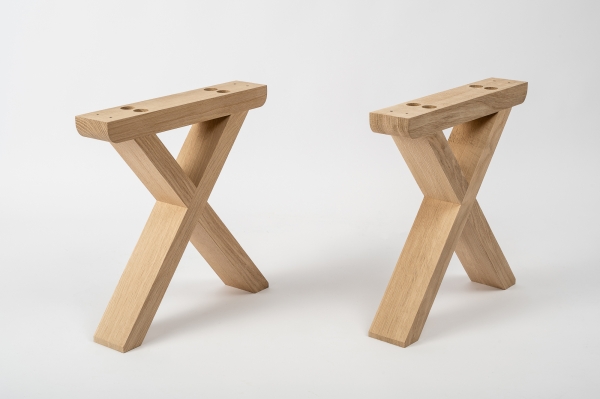 Set: Solid Hardwood Oak rustic Kitchen Table with bench and X table and bench legs 40mm hard wax oil nature white