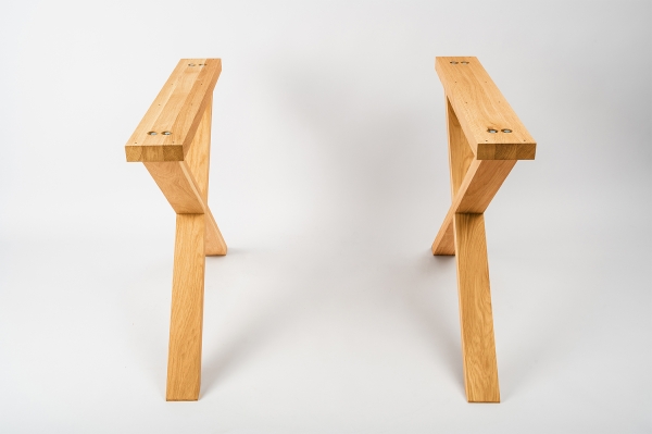 Solid Hardwood Oak Premium set of table legs X narrow natural oiled