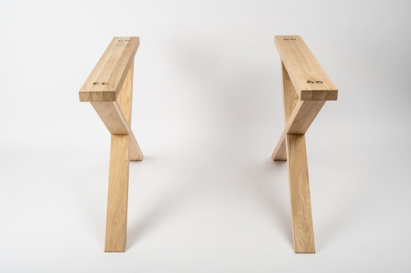 Solid Hardwood Oak Premium set of table legs untreated : X narrow big