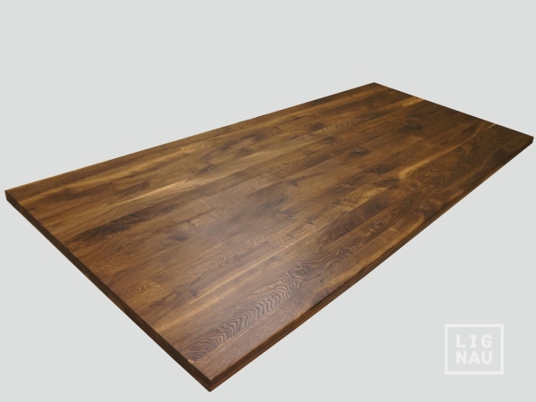 Solid wood panel Worktop Tabletop Smoked oak Wild oak 40x440x520 mm, full stave lamellas, natural oiled