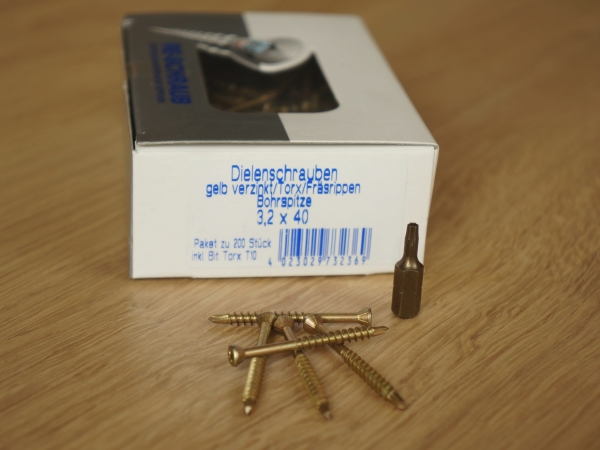 Dielenschrauben 3.2 x 40mm Torx Fräsrippen Bohrspitze