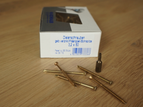 Dielenschrauben 3.2 x 50mm Torx Fräsrippen Bohrspitze