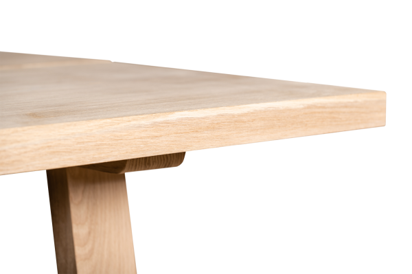 Küchentisch Esstisch 2-Bretter Massivholz Eiche Massiv 40mm mit Trapez Tischgestell Hartwachsöl naturweiß