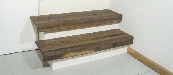 Stair tread Smoked oak DL 20mm brushed hard wax oil natural white step riser