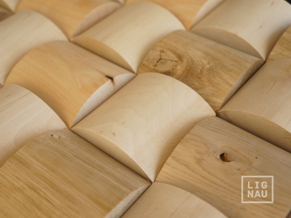 Wall panels: Ligat Oak Birch Alder roundwood 3D