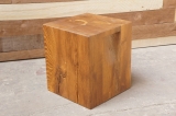 Hocker Sitzklotz Räuchereiche 280x280 x 280mm Farblos Naturgeölt